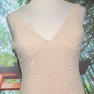 BEADED COCKTAIL DRESS w/ SHAWL, LIGHT BEIGE 1X (mother of bride) NWT PLUS